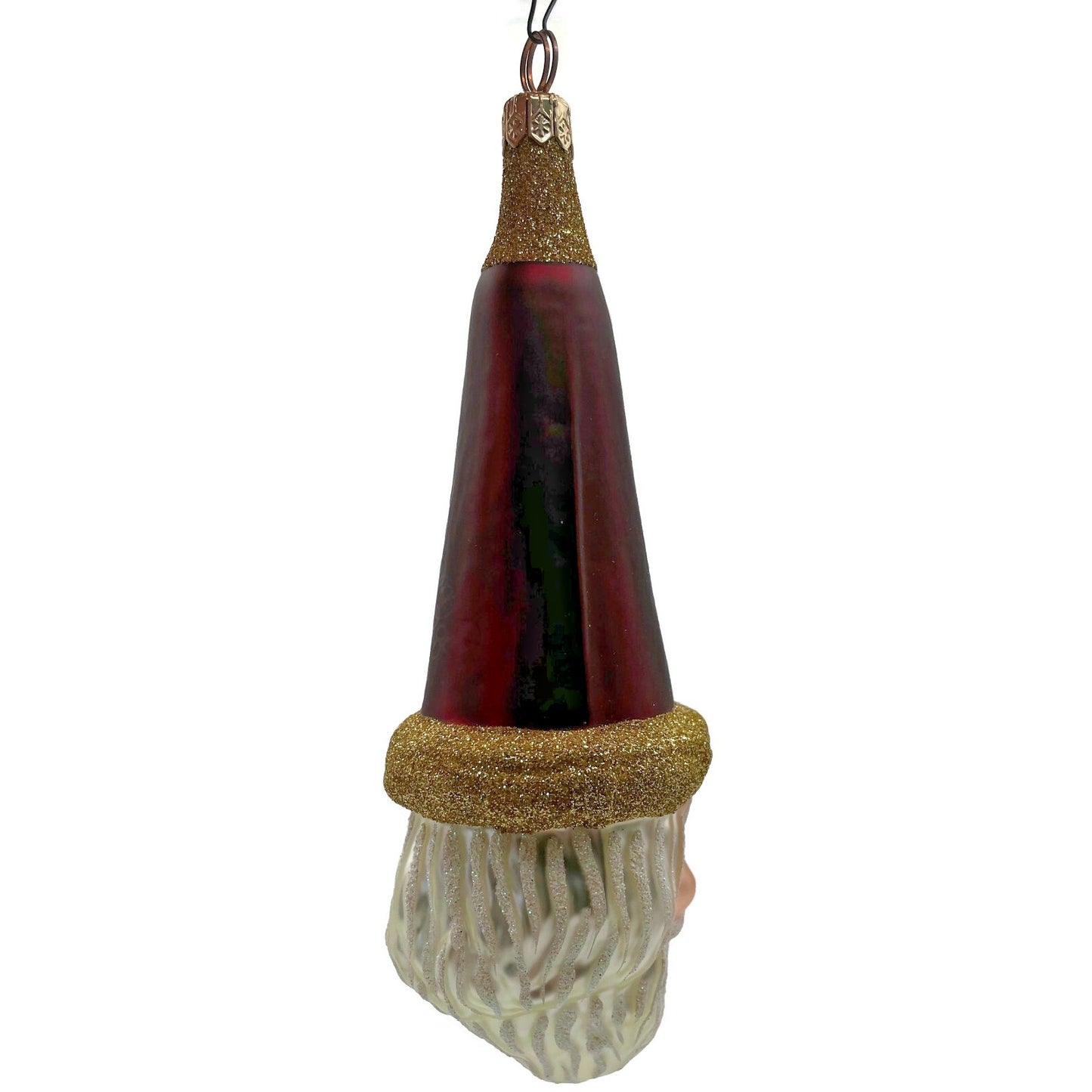 Patricia Breen Wink of His Eye Bordeaux Santa Claus Head Christmas Tree Ornament