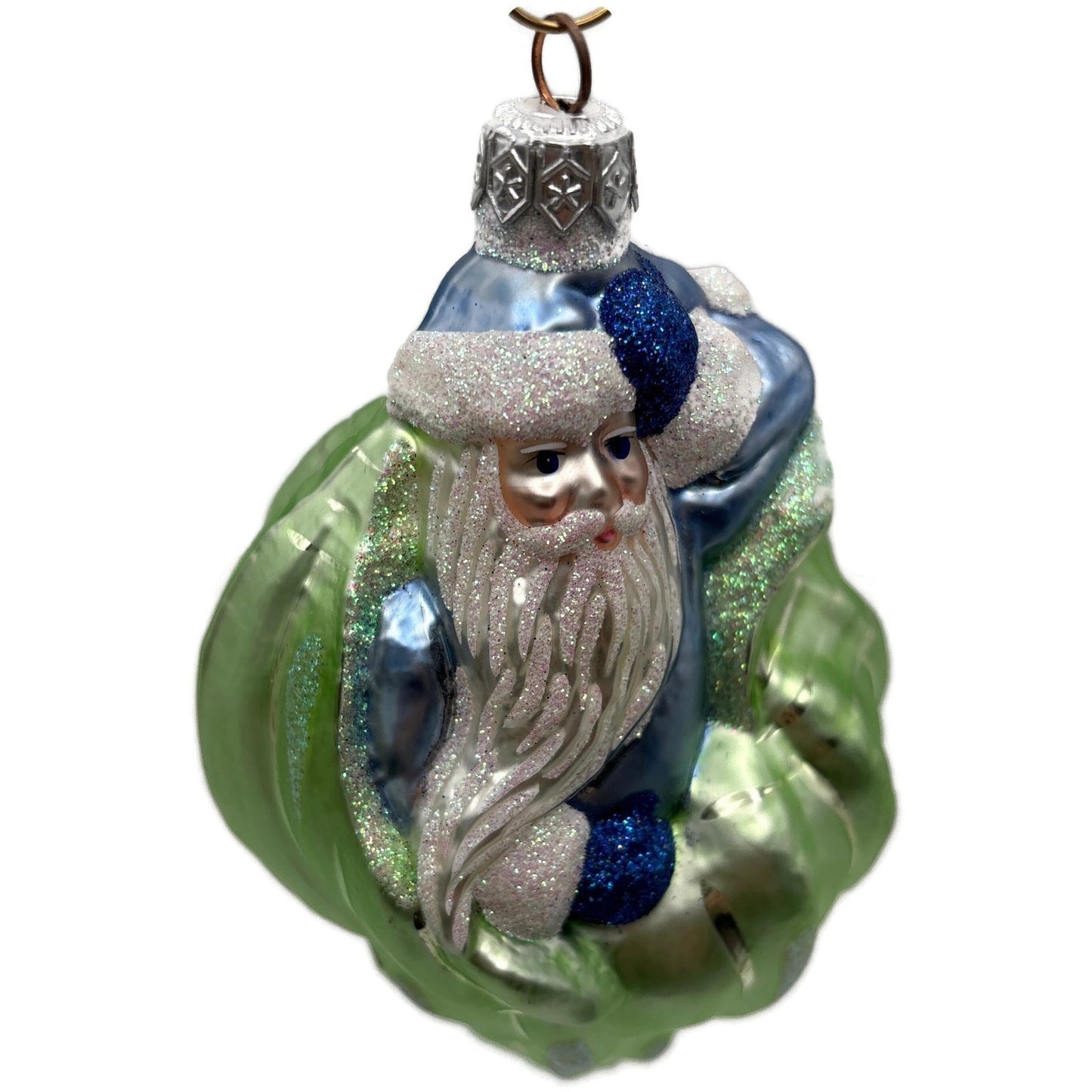 Patricia Breen Coastal Santa Green Seashell Summer Aquatic Christmas Ornament