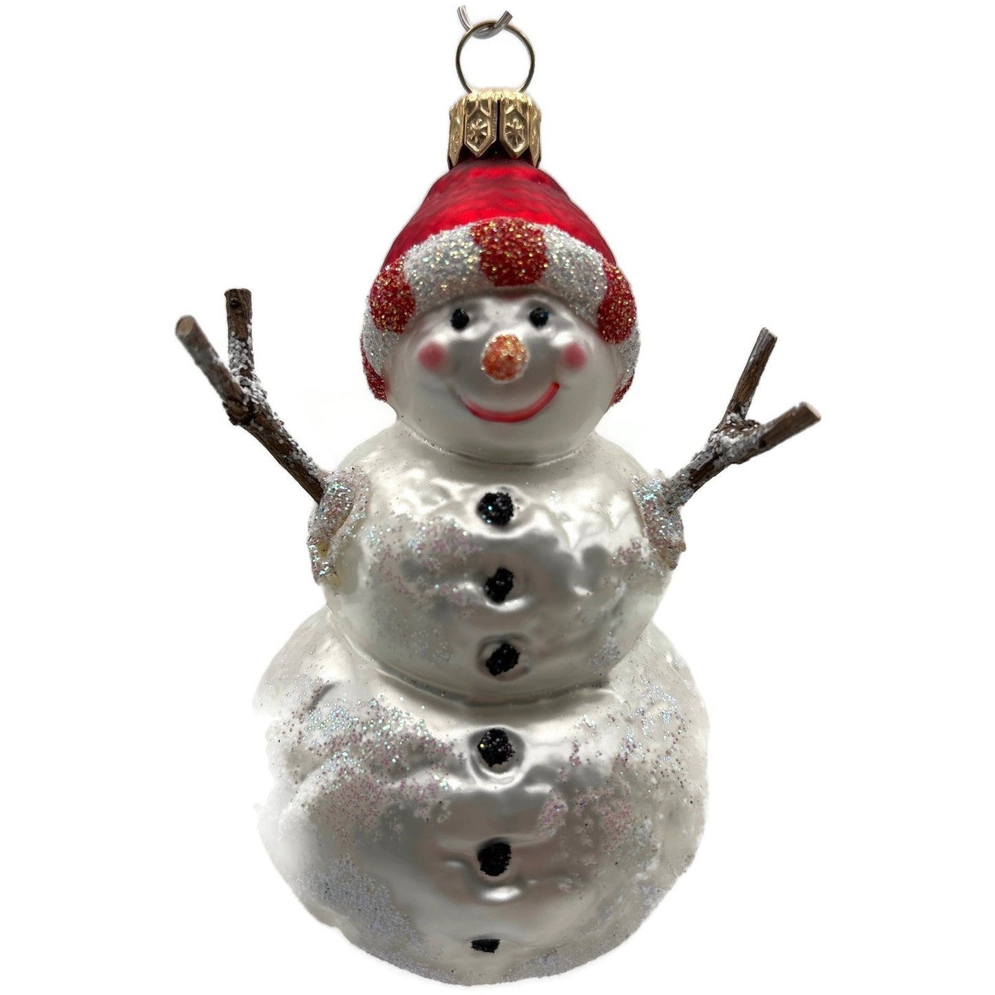Sikora Weihnachtswelt Snowman With Branches Winter Glass Christmas Tree Ornament