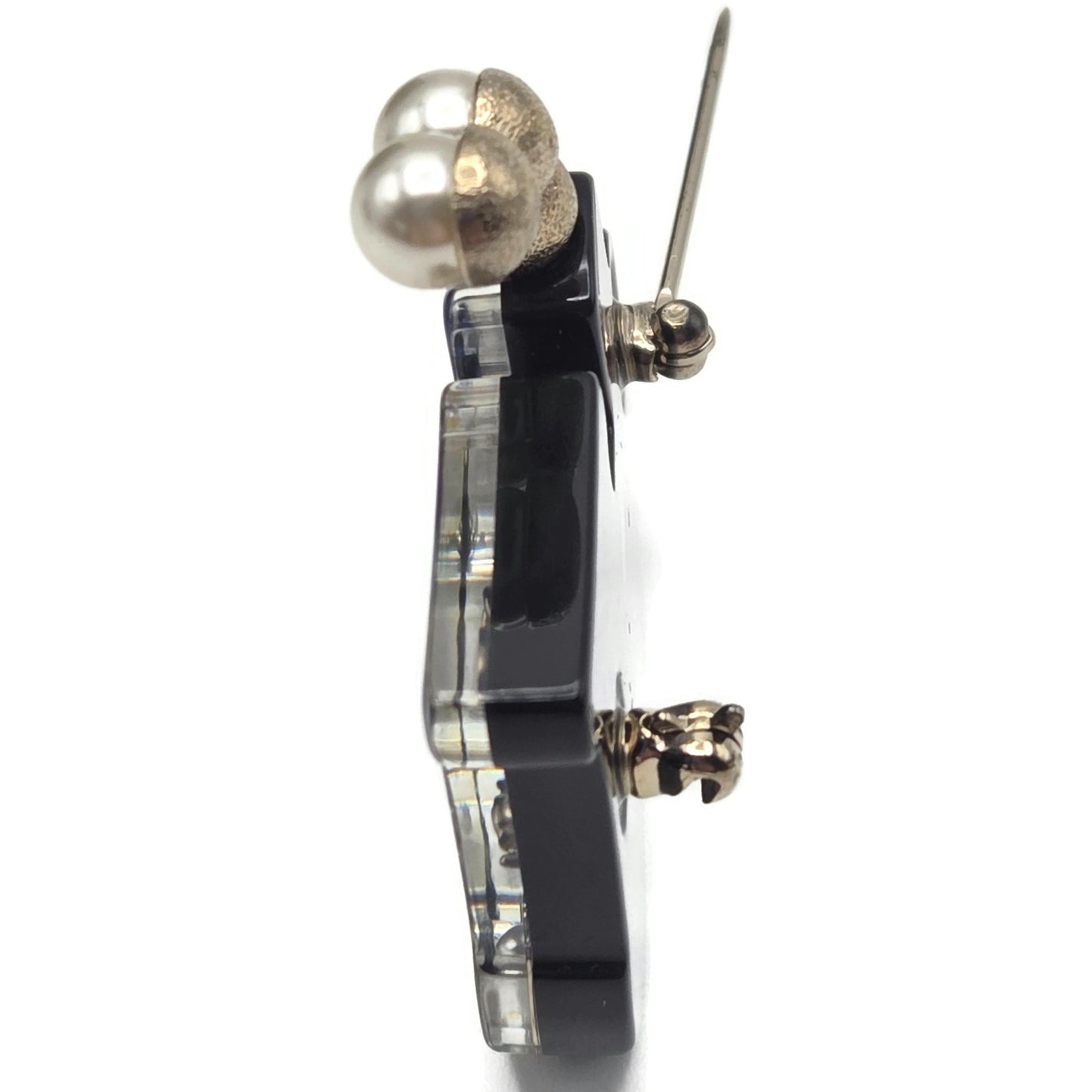 Coco Chanel Train Brooch 20C AB3237 Blue Black Gold Pearl CC Logo Rare