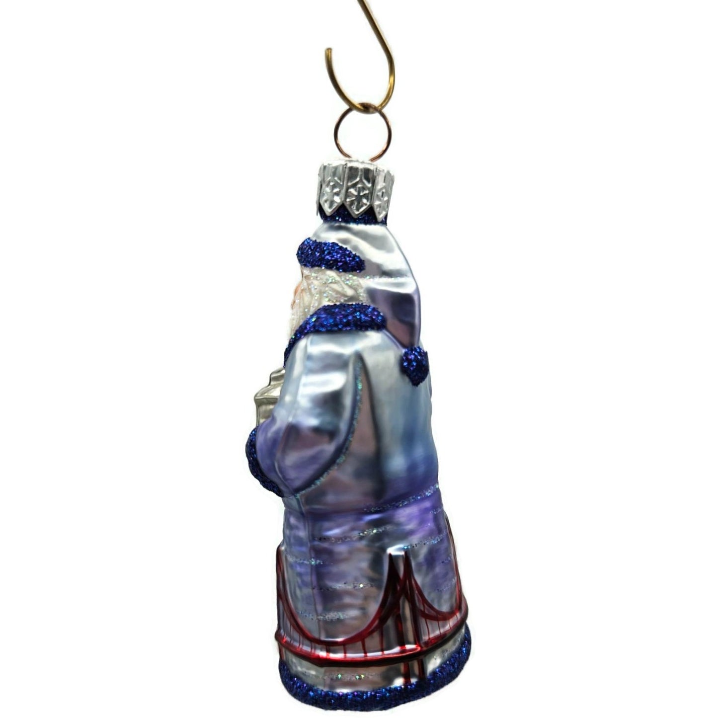 Patricia Breen Miniature San Francisco Santa Purple Glittered Christmas Ornament