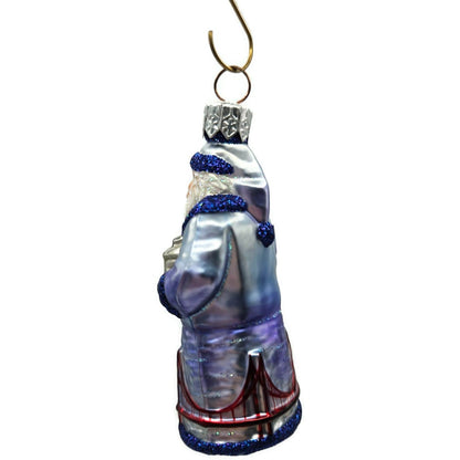 Patricia Breen Miniature San Francisco Santa Purple Glittered Christmas Ornament