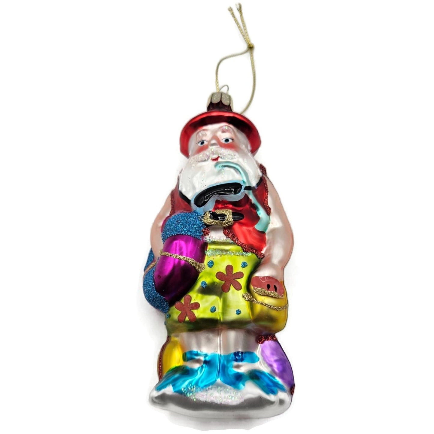 Tropical Diver Santa on the Beach Summer Christmas Tree Ornament BestPysanky