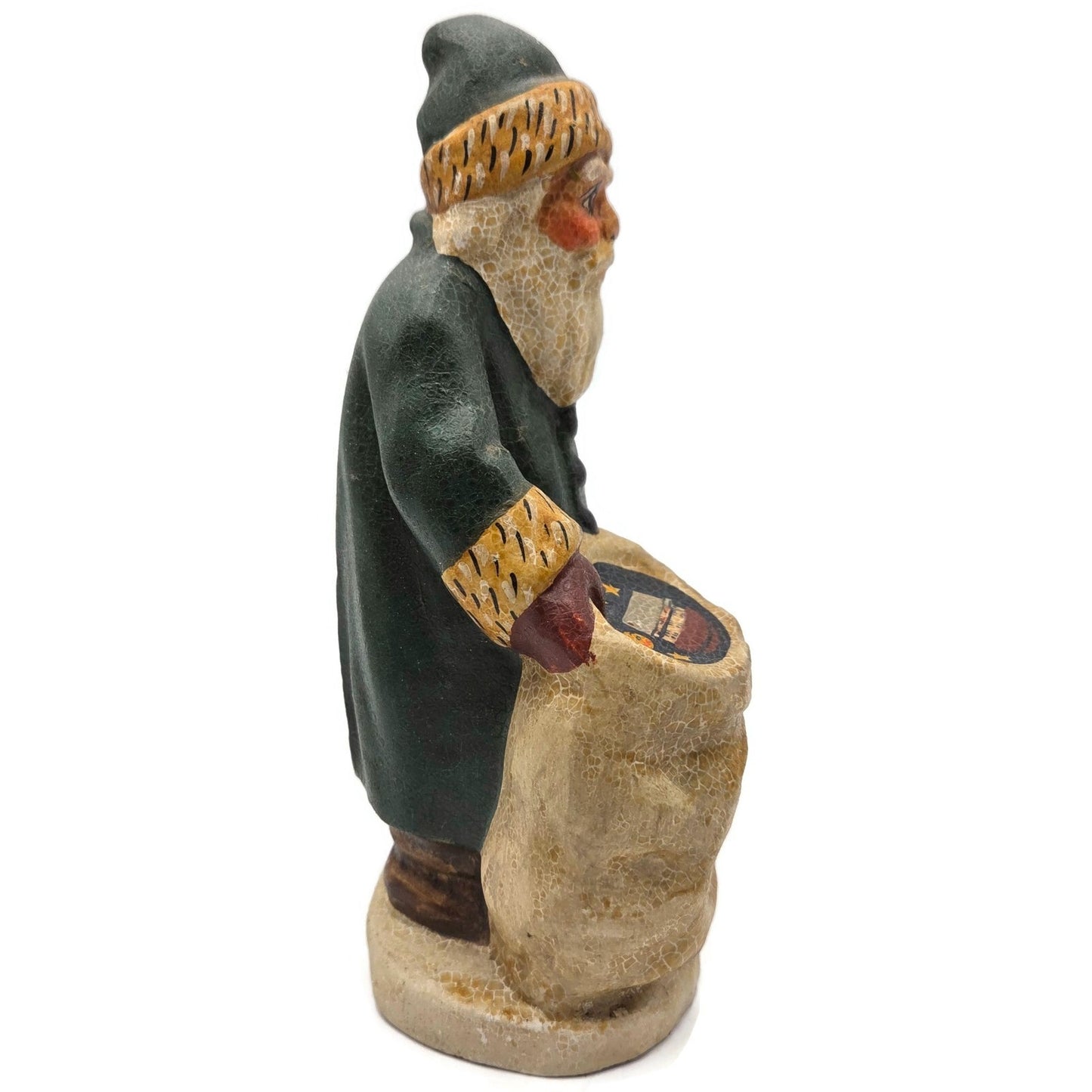 Vaillancourt Folk Art Father Christmas with Noahs Ark in Sack Christmas Figurine