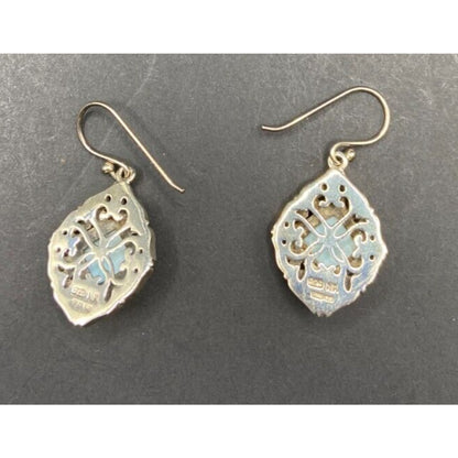 Larimar Fish Hook Earrings Cushion Cut Gemstone 925 Sterling Silver NK Thailand