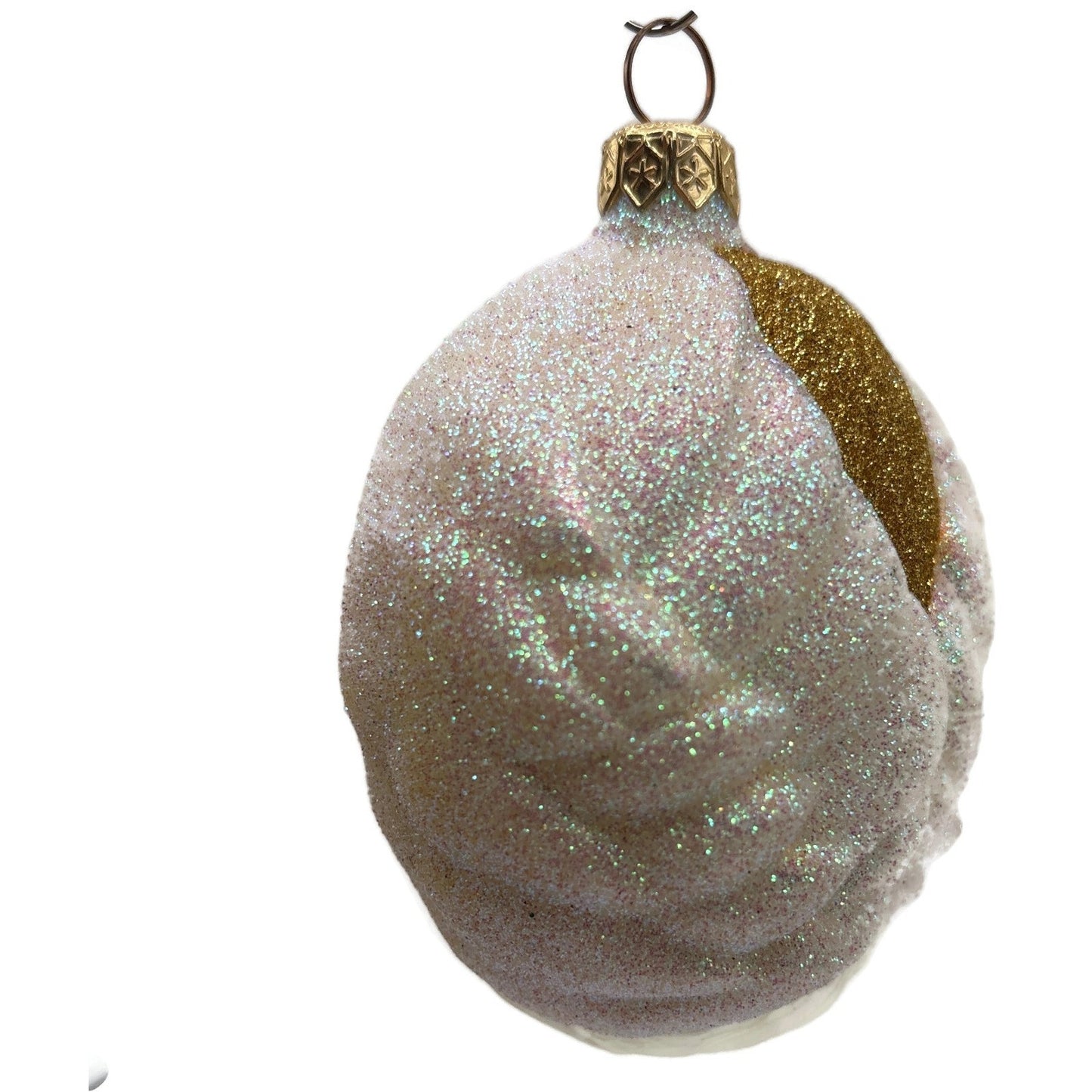 Patricia Breen Angel of Light Glittered Gold White Medallion Christmas Ornament