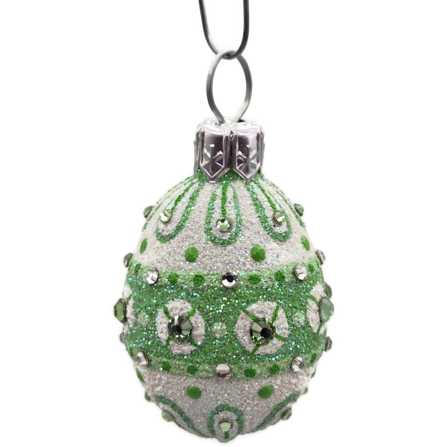 Patricia Breen Miniature Egg Zakopane Green White Swarovski Easter Tree Ornament