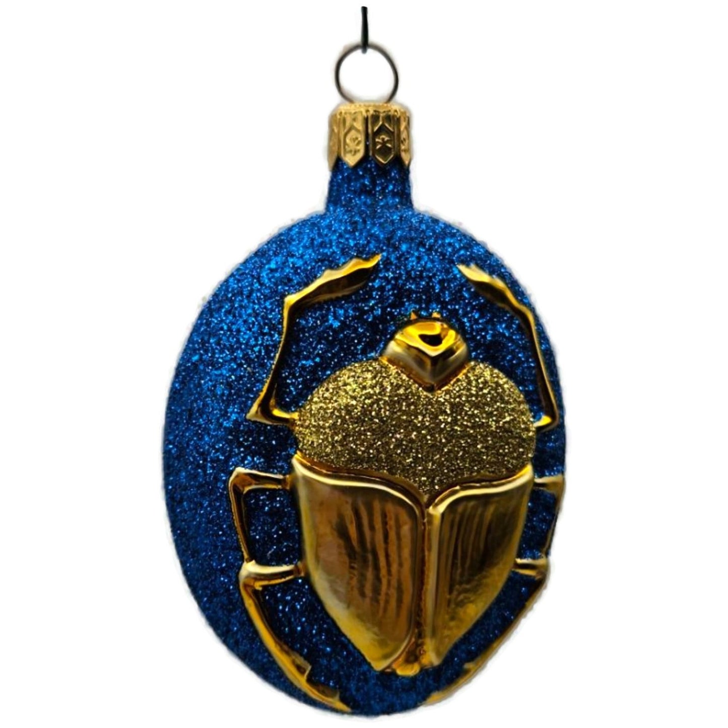 Patricia Breen Cleopatras Scarab Blue Gold Beetle Glass Christmas Ornament 9709