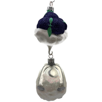 Patricia Breen Visions Of Sugar Plums Purple Glittered Moon Christmas Ornament