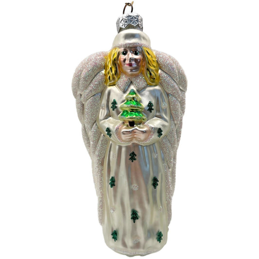 Patricia Breen Noel Angel Pearl White Green Christmas Tree Ornament