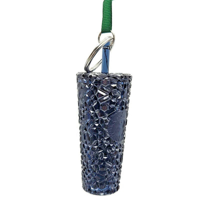 Starbucks Key Chain Gemstone Navy Blue Cold Cup Tumbler Christmas Tree Ornament