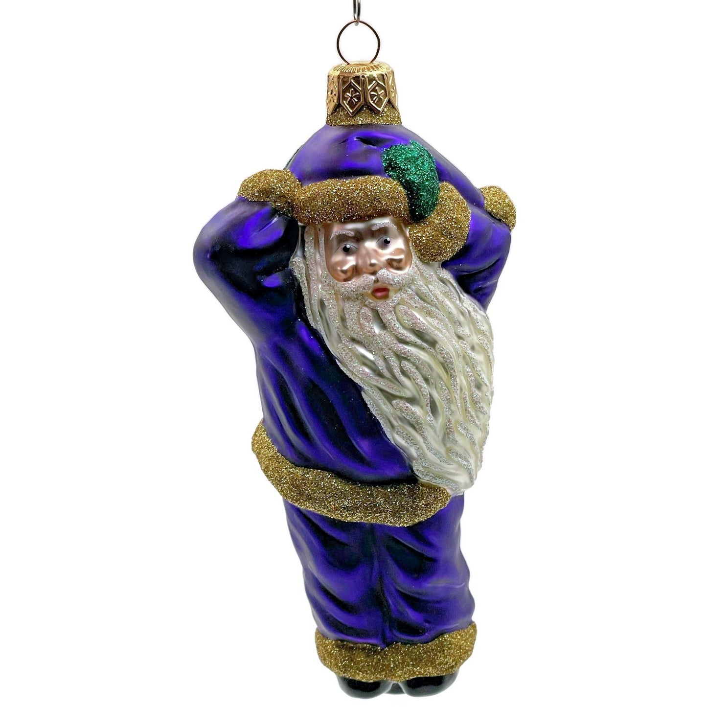 Patricia Breen Hold Onto Your Hat Purple Santa Claus Christmas Tree Ornament