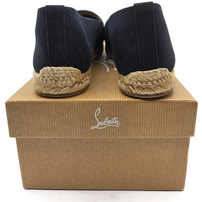 Christian Louboutin Galia Flat Olona Espadrilles Black Fabric Rope Jute Size 39