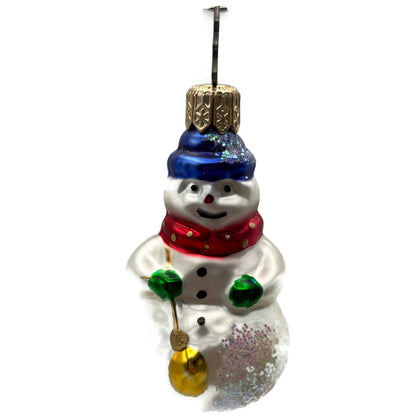 Snowman Red Scarf Polka Dot Green Gloves Christmas Tree Ornament