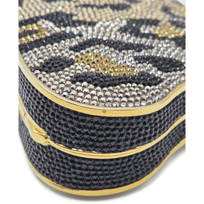 Judith Leiber Couture Leopard Crystal Minaudiere Shoulder Bag With Dust Bag