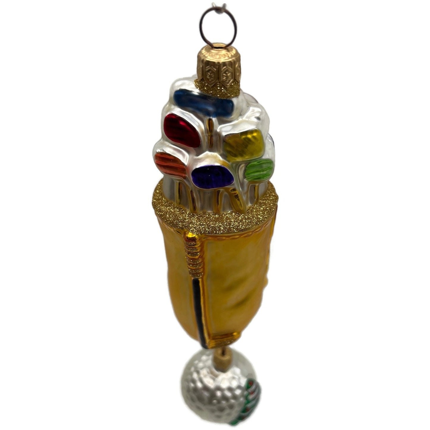 Patricia Breen Golf Bag and Ball Gold Matte Sports Christmas Tree Ornament