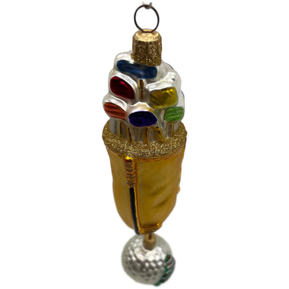 Patricia Breen Golf Bag and Ball Gold Matte Sports Christmas Tree Ornament