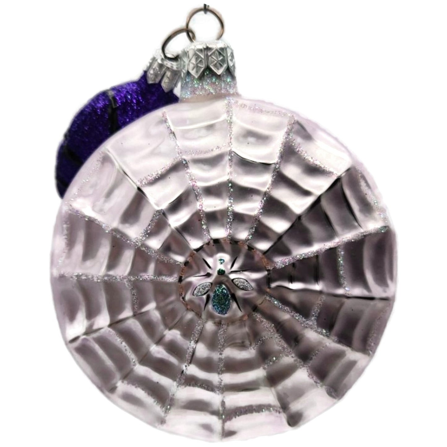 Patricia Breen Victorian Spider Web Lavender Black Glass Halloween Ornament 9650