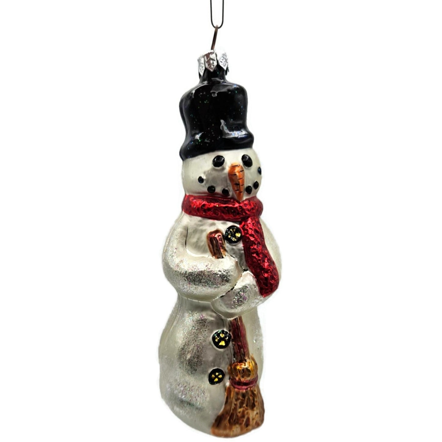 Christopher Radko Snowman With Broom Red Scarf Christmas Tree Ornament