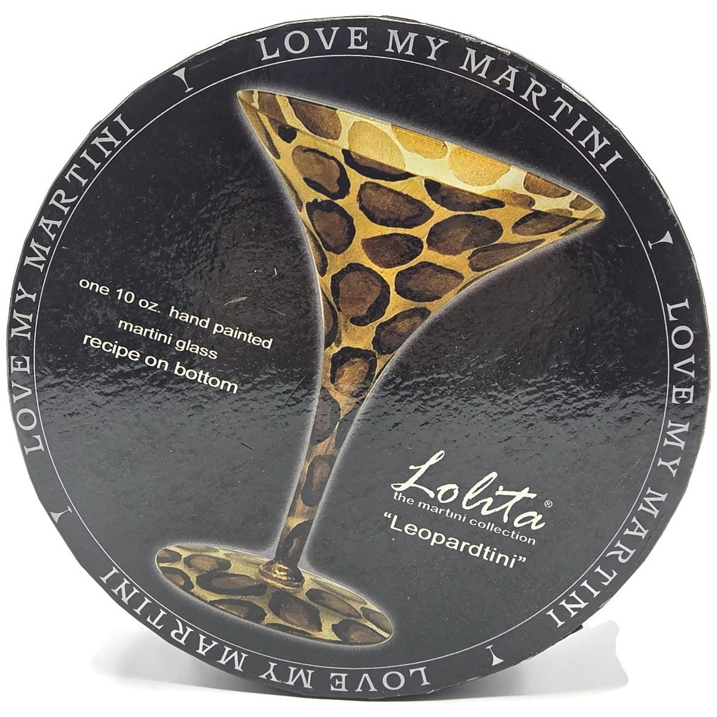 Lolita Leopardtini Love My Martini Cocktail Glass Hand Painted Animal Print