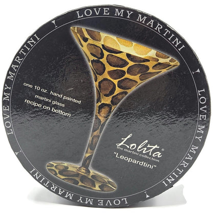 Lolita Leopardtini Love My Martini Cocktail Glass Hand Painted Animal Print