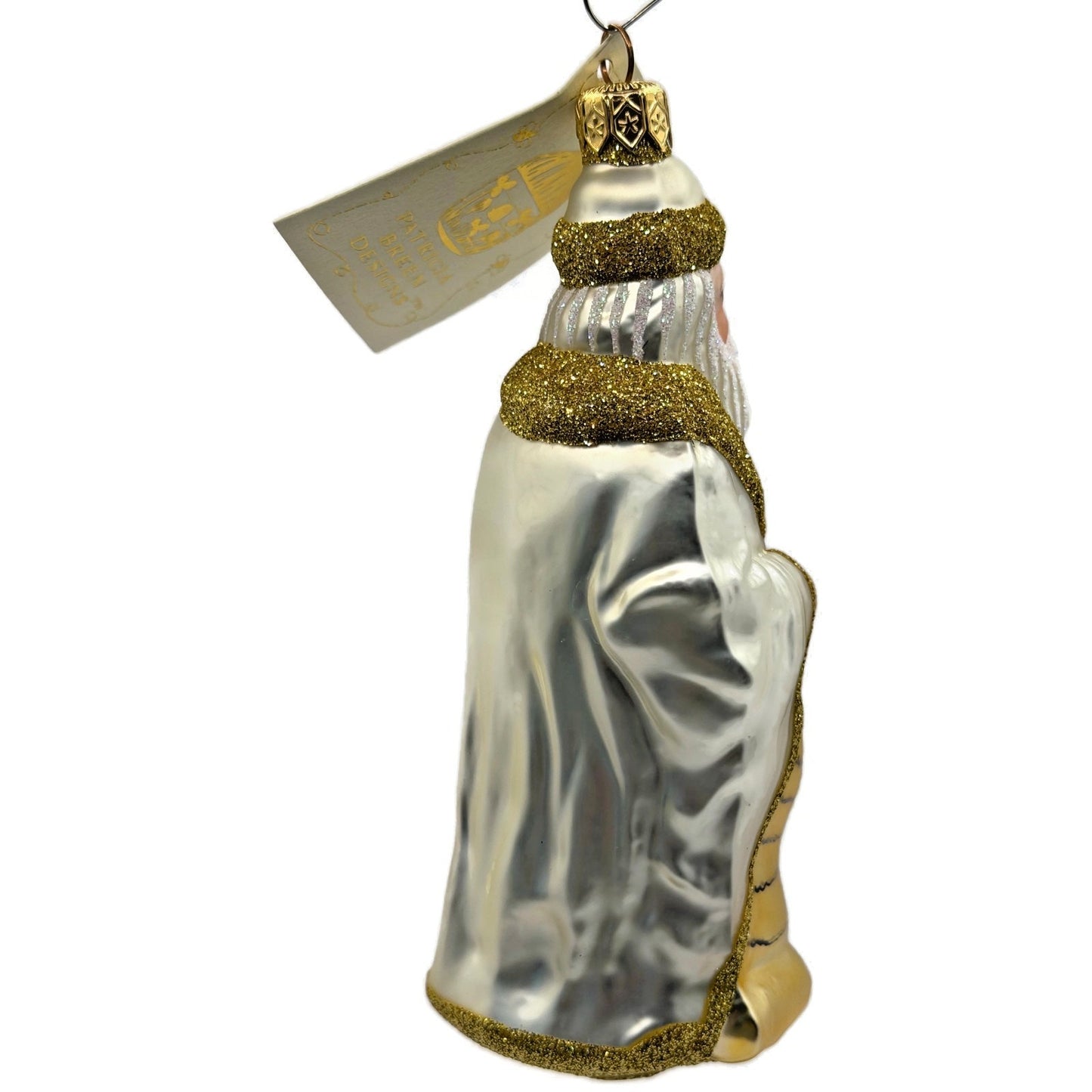 Patricia Breen Making His List Pearl Gold Santa Claus Christmas Tree Ornament