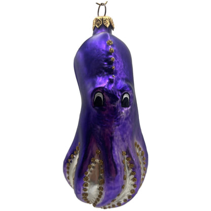 Patricia Breen Olivier Octopus Purple Gold Aquatic Christmas Ornament OOAK