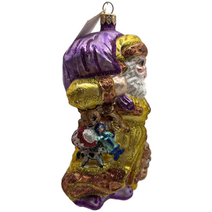 Larry Fraga Magical Santa Claus Yellow Glitter Series Christmas Tree Ornament