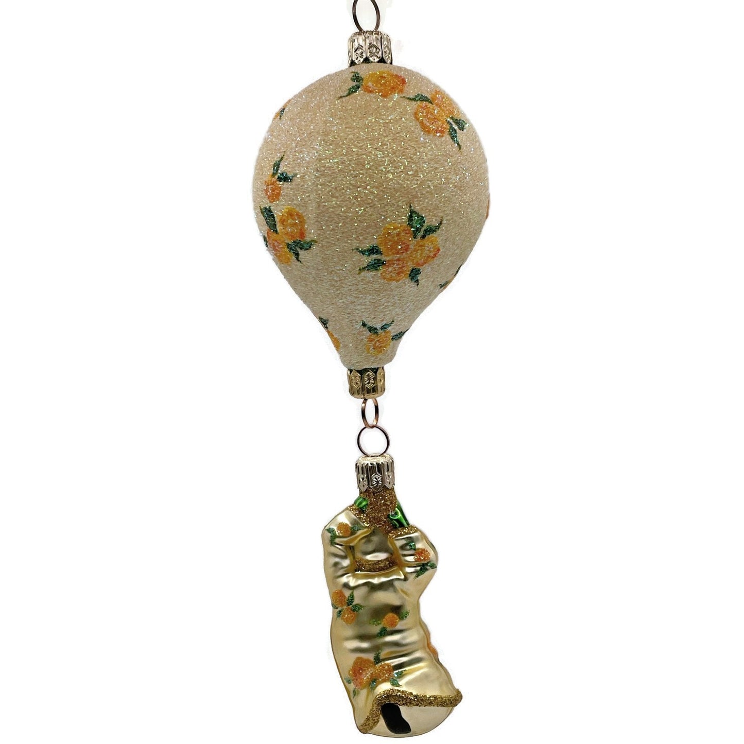 Patricia Breen Into the Blue Santa Claus Yellow Roses Spring Christmas Ornament