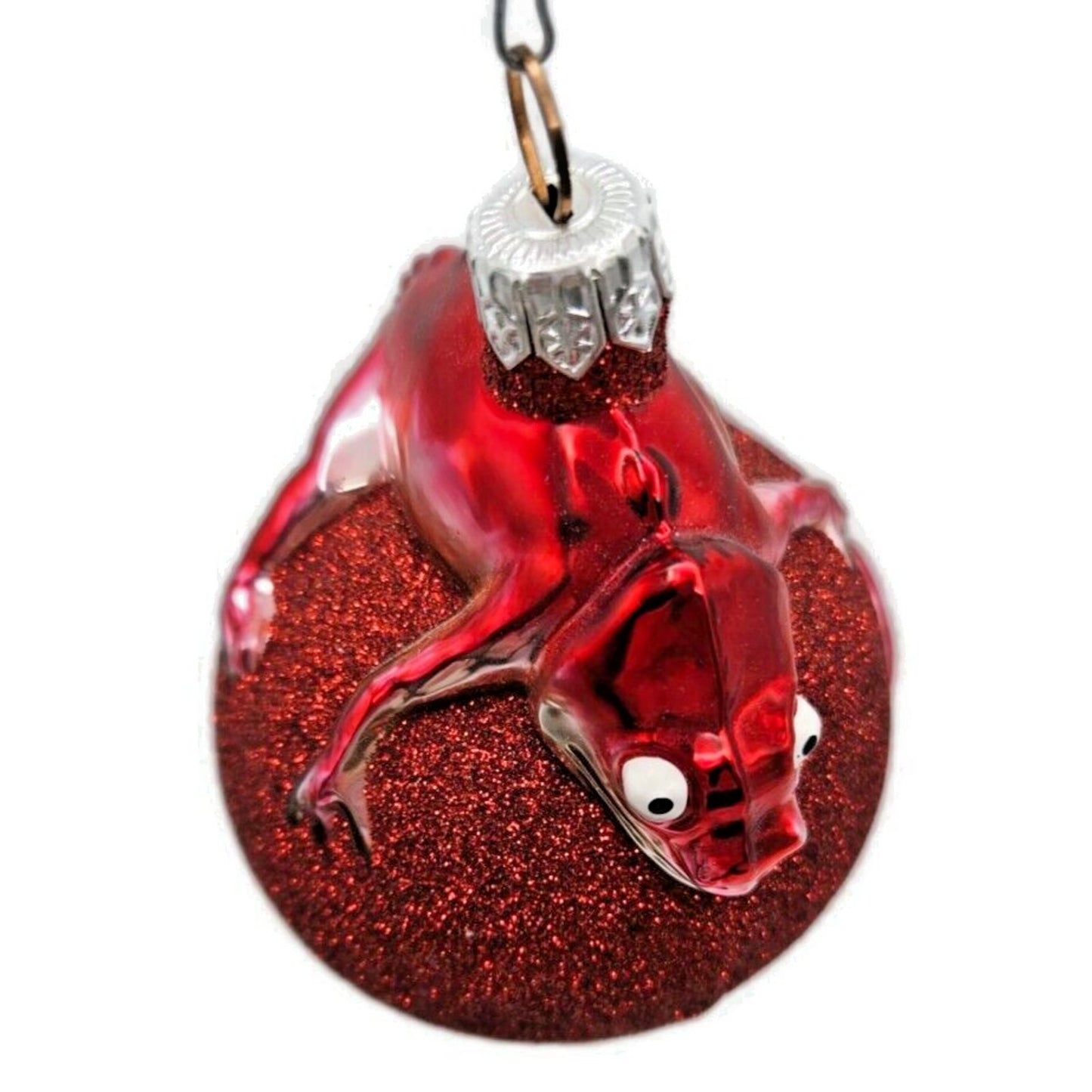 Ornament Patricia Breen Chameleon Red Glitter Blown Glass Christmas Holiday Tree