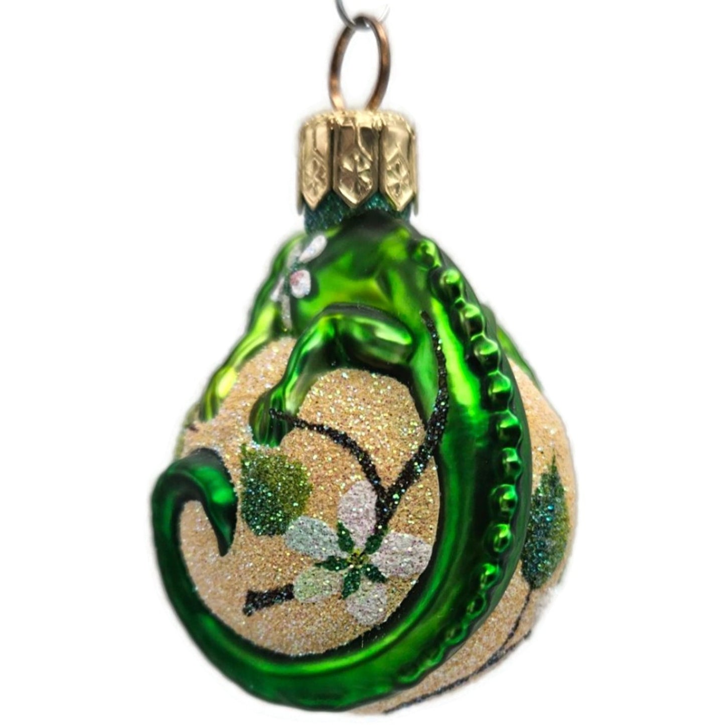 Patricia Breen Miniature Chameleon Peach Flowers Spring Christmas Tree Ornament