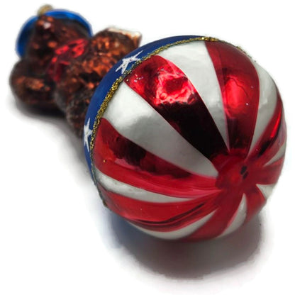 Christopher Radko Teddy For President Patriotic Bear Christmas Ornament July 4th