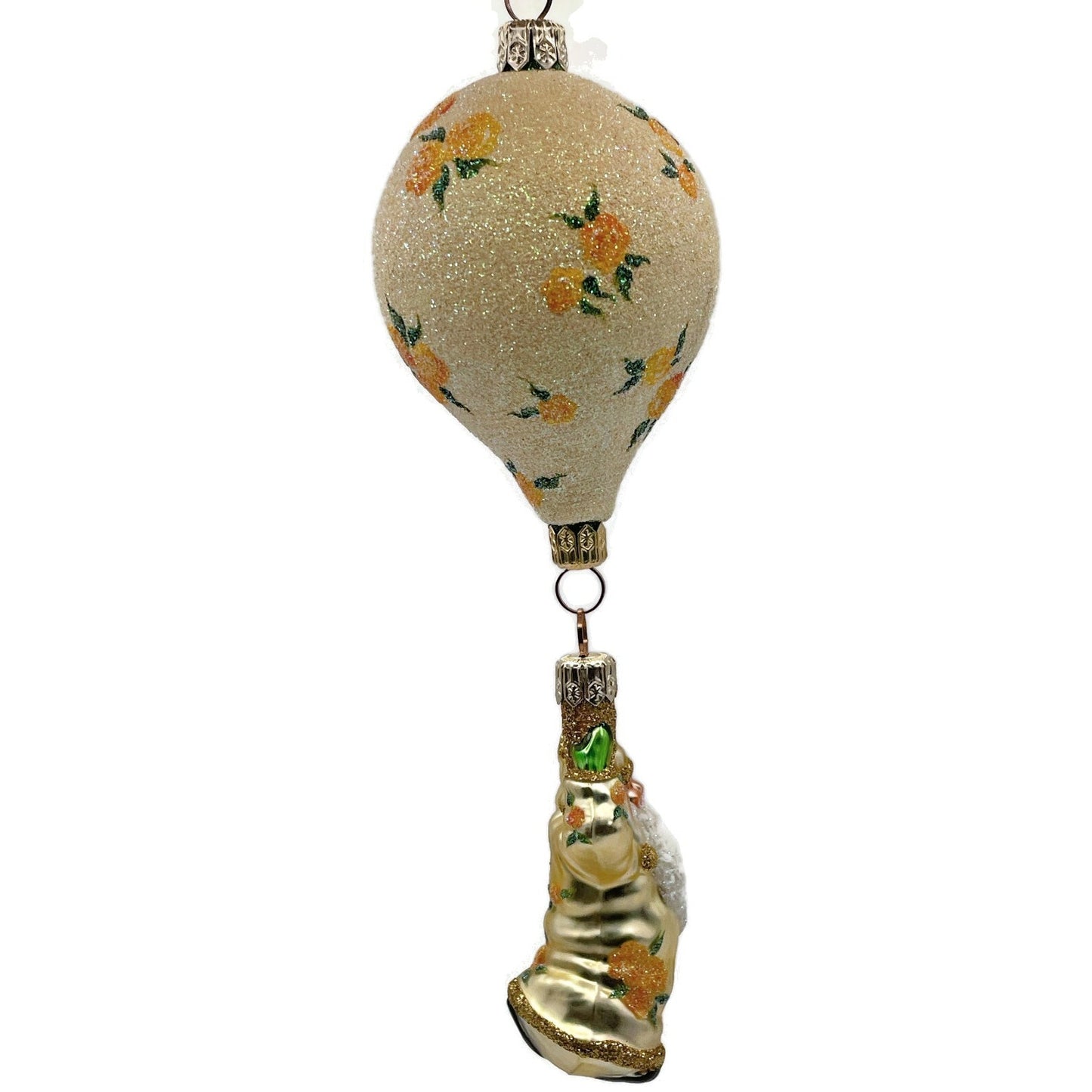 Patricia Breen Into the Blue Santa Claus Yellow Roses Spring Christmas Ornament