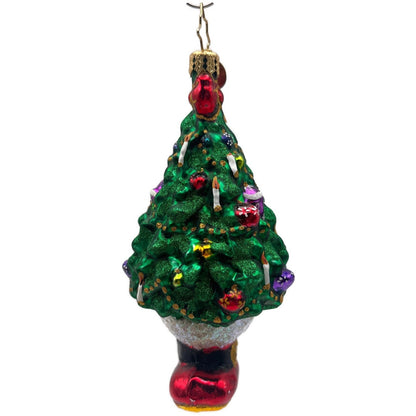 Christopher Radko Christmas Tree With Santa Boot Base Green Holiday Ornament