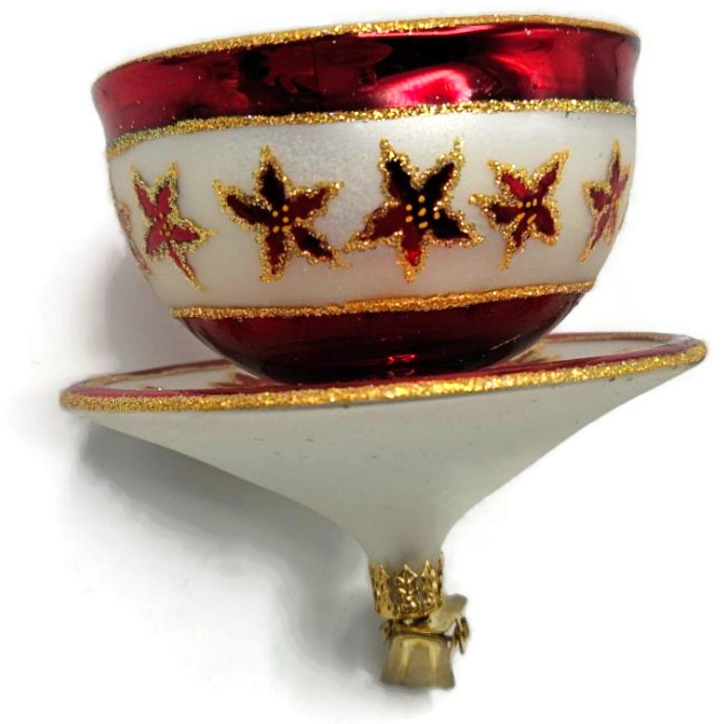 Christopher Radko Christmas Cups Poinsettia Red Teacup Clip On Ornament 3010532