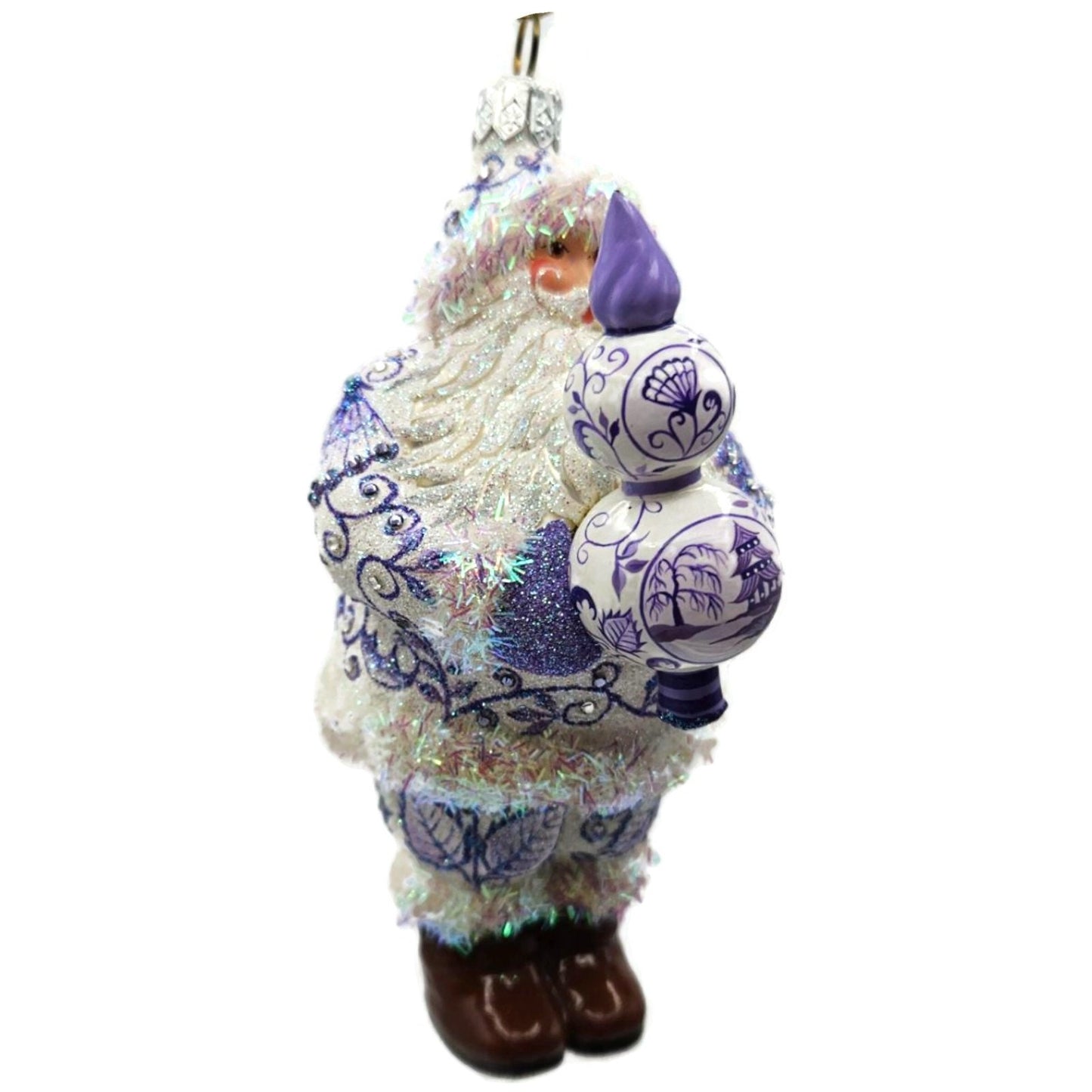 Patricia Breen Crowning Glory Chinoiserie Lavender Santa Christmas Ornament 2814