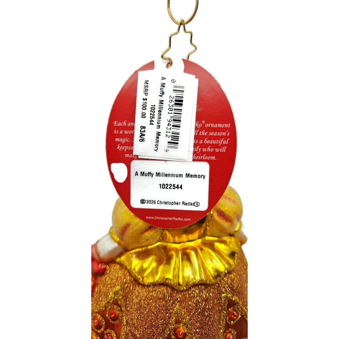 Christopher Radko Muffy Millennium Memory Gold Bear Christmas Ornament 1022544