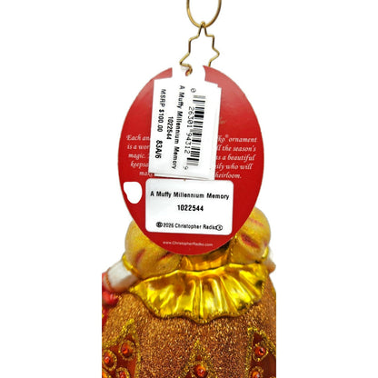 Christopher Radko Muffy Millennium Memory Gold Bear Christmas Ornament 1022544