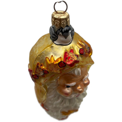 Christopher Radko Santa Cicle Glass Head Fall Leaves Christmas Ornament 997120