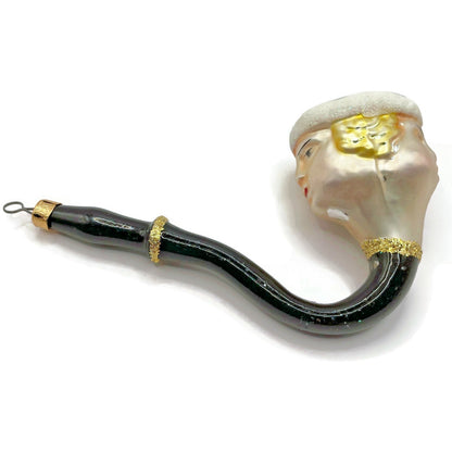 Christopher Radko Talking Pipe Two Faced Black Pearl Christmas Tree Ornament