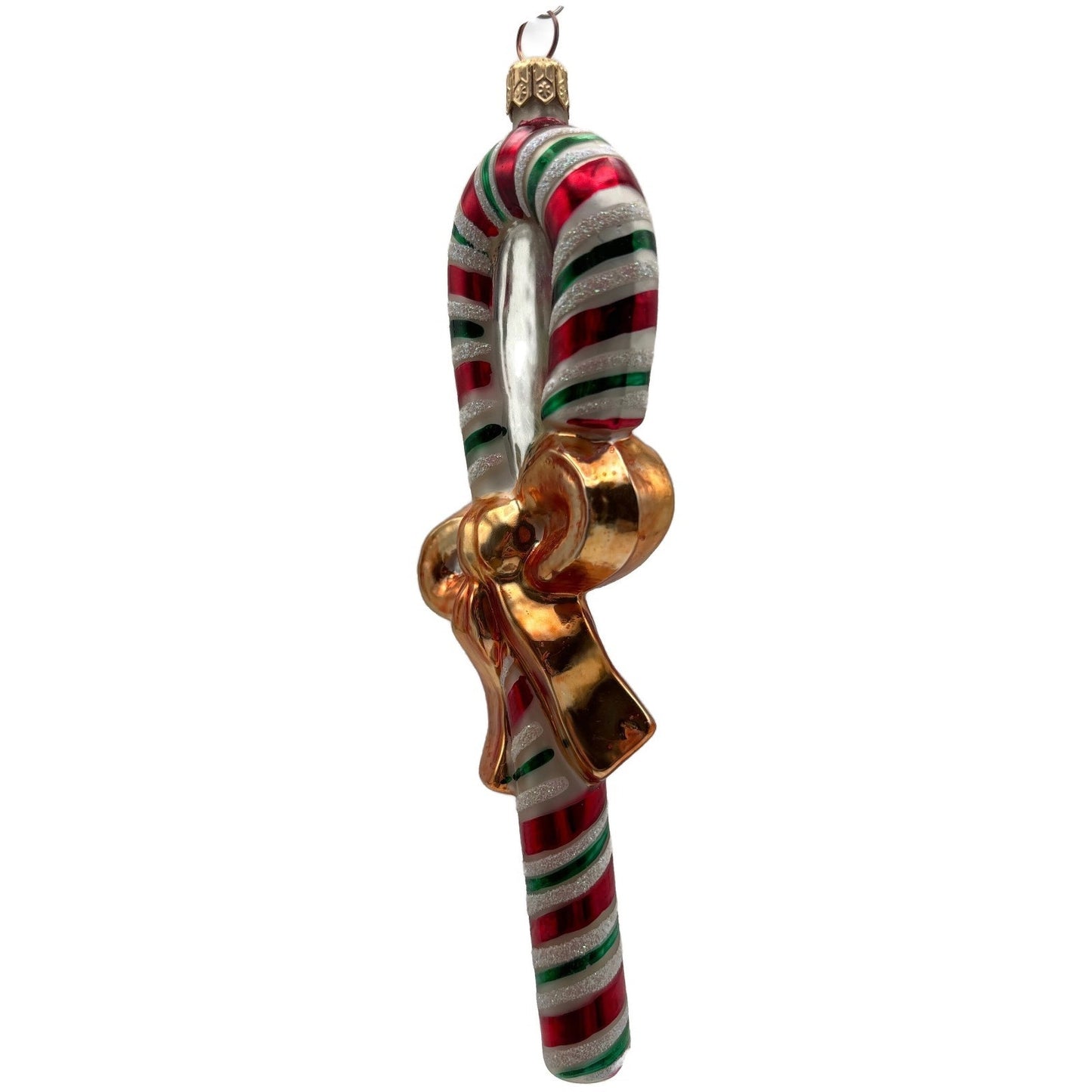Christopher Radko Candy Wrap Gold Bow Stiped Christmas Tree Ornament 99-002-0