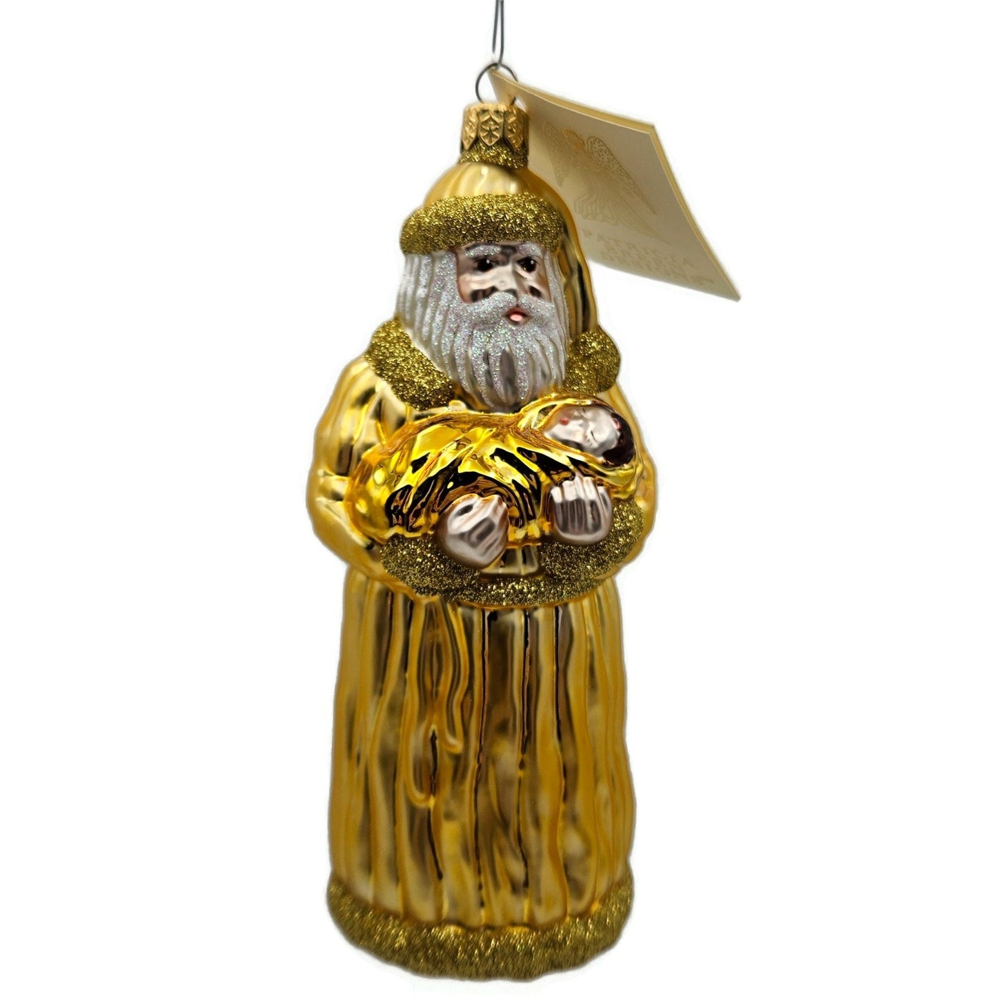 Patricia Breen Look and You Shall Find Him Gold Santa Christmas Tree Ornament