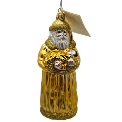 Patricia Breen Look and You Shall Find Him Gold Santa Christmas Tree Ornament