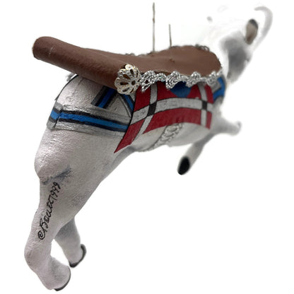 Gladys Boalt Carousel Goat Fabric Animal Handmade Christmas Tree Ornament Signed