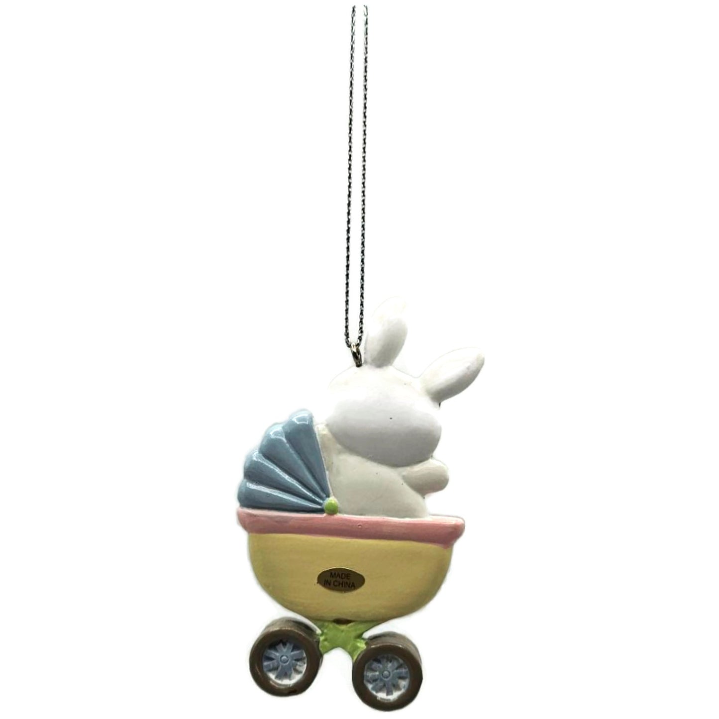 Midwest CBK Baby's First Christmas Bunny Carriage Resin Holiday Tree Ornament
