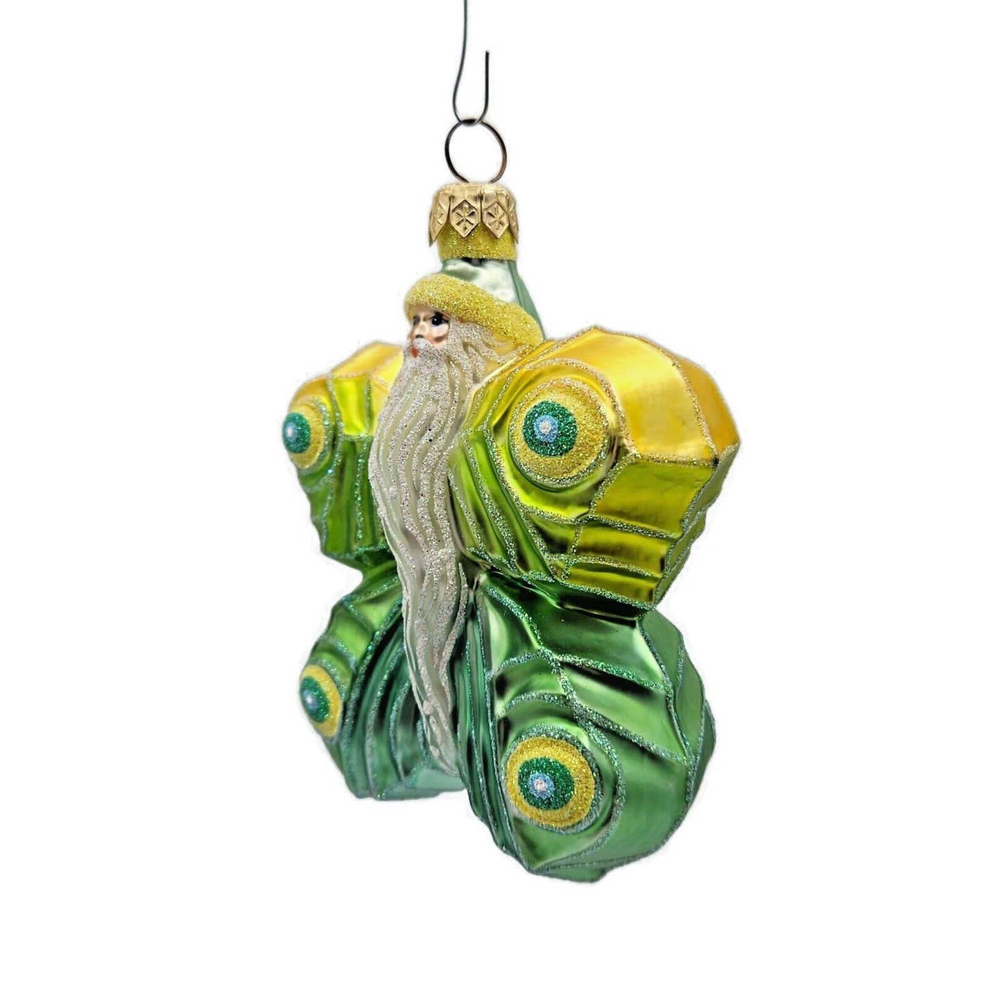 Patricia Breen Flutterby Santa Claus Yellow Green Spring Christmas Tree Ornament