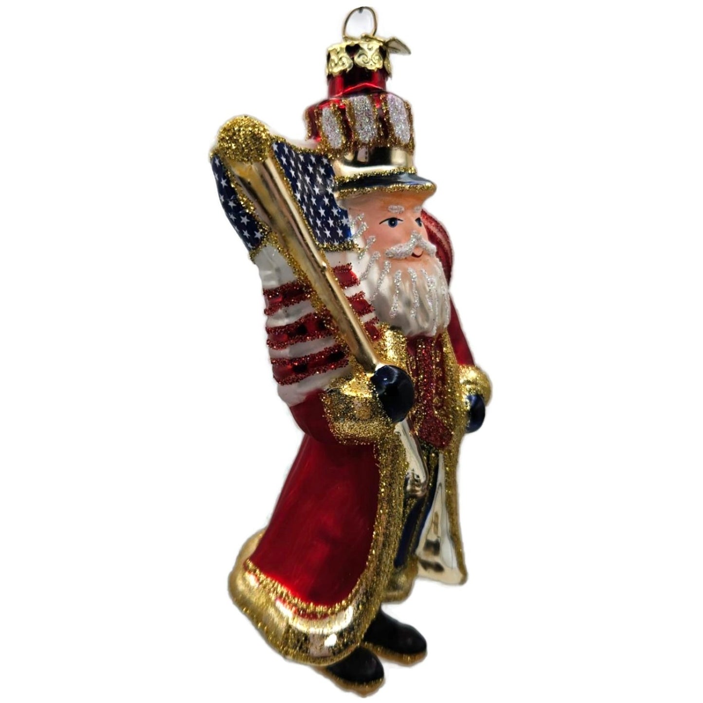 Kurt Adler Noble Gems Patriotic Santa Claus July 4th Glass Christmas Ornament