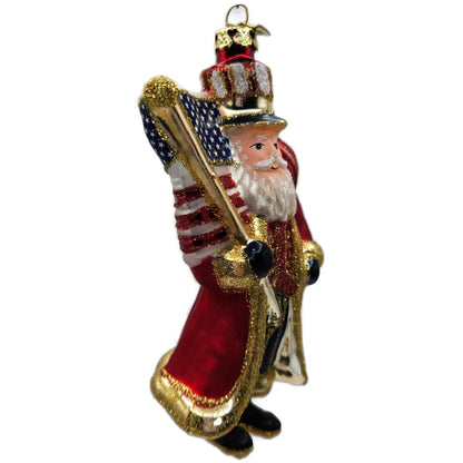 Kurt Adler Noble Gems Patriotic Santa Claus July 4th Glass Christmas Ornament