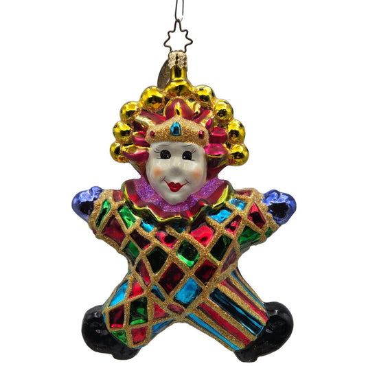 Christopher Radko Harlequin Star Clown Mardi Gras Christmas Ornament 1010018