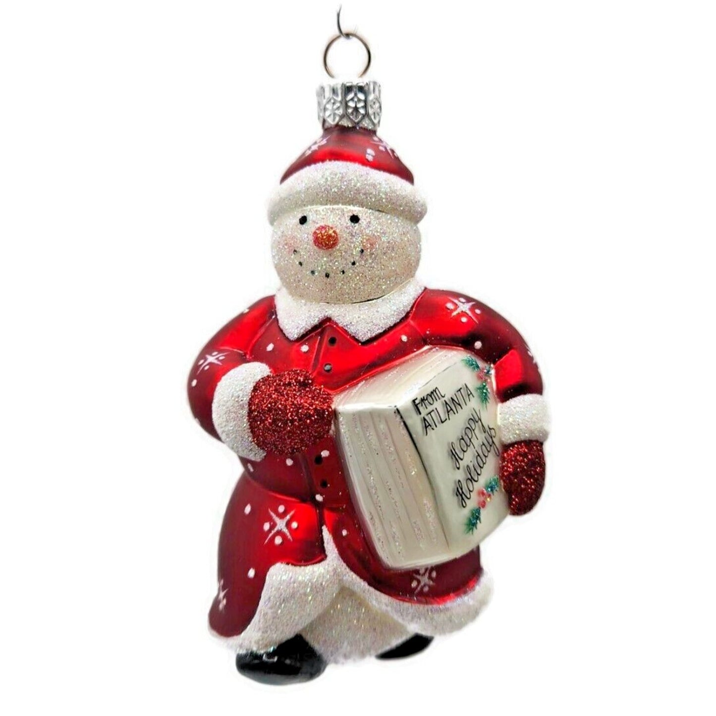 Ornament Patricia Breen Special Delivery Red Atlanta Snowman Christmas Signed